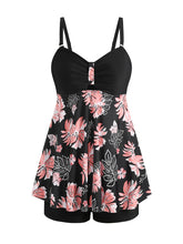 ZAFUL Tankini Swimsuits for Women Tummy Control Two Piece Modest Bathing Suits Floral Skirt Top with Boyshorts